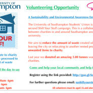 University of Southampton’s Student Union ‘Shift Your Stuff’ campaign: volunteers wanted to help with the campaign on 3 days in June and July!